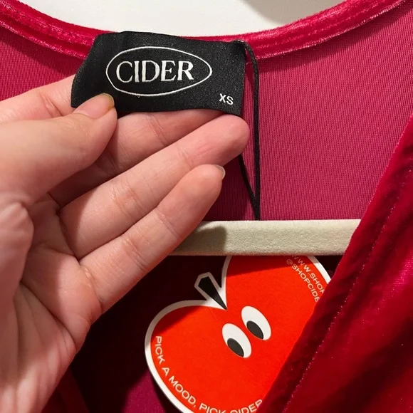 Cider Velvet V-Neck Mini Dress Long Sleeve Pink Size XS - Picture 3 of 11